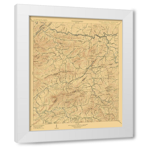 Nantahala North Carolina Tennessee Quad - USGS White Modern Wood Framed Art Print by USGS