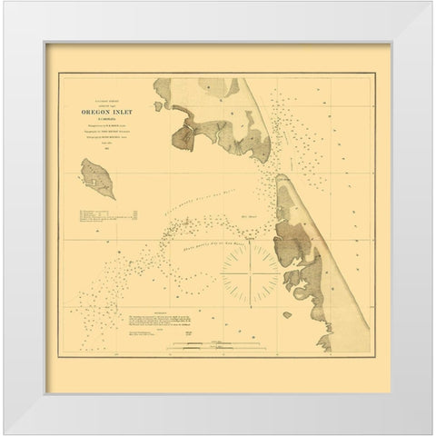 Oregon Inlet - USCS 1862 White Modern Wood Framed Art Print by USCS