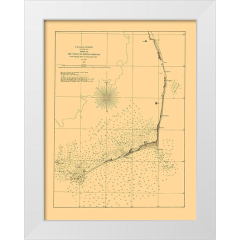 Oregon Inlet To Ocracoke Inlet - USCS 1861 White Modern Wood Framed Art Print by USCS