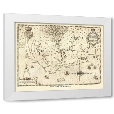 Outer Banks North Carolina, Virginia - 1590 White Modern Wood Framed Art Print by Unknown