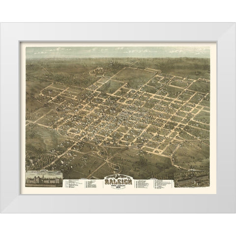 Raleigh North Carolina - Drie 1872 White Modern Wood Framed Art Print by Drie