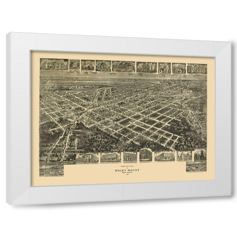 Rocky Mount North Carolina - Fowler 1907 White Modern Wood Framed Art Print by Fowler