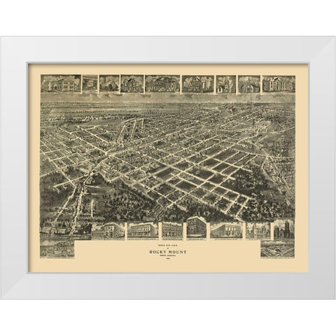 Rocky Mount North Carolina - Fowler 1907 White Modern Wood Framed Art Print by Fowler
