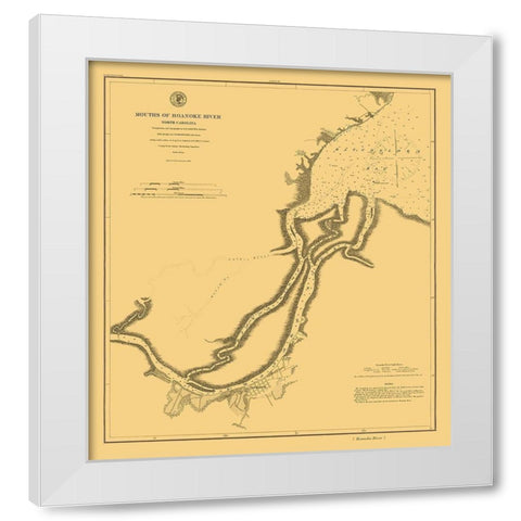 Roanoke River Mouth - USCS 1864 White Modern Wood Framed Art Print by USCS