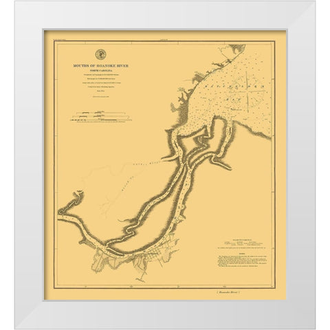 Roanoke River Mouth - USCS 1864 White Modern Wood Framed Art Print by USCS
