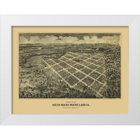 Rocky Mount South North Carolina - Fowler 1907 White Modern Wood Framed Art Print by Fowler