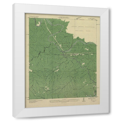 Tapoco North Carolina Tennessee Quad - USGS 1935 White Modern Wood Framed Art Print by USGS