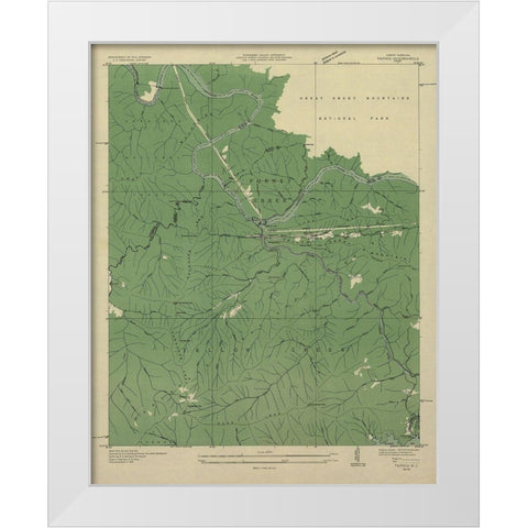 Tapoco North Carolina Tennessee Quad - USGS 1935 White Modern Wood Framed Art Print by USGS