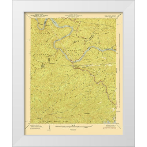 Tapoco North Carolina Tennessee Quad - USGS 1940 White Modern Wood Framed Art Print by USGS