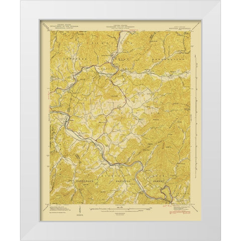 Whittier North Carolina Quad - USGS 1935 White Modern Wood Framed Art Print by USGS