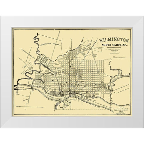 Wilmington North Carolina - Becton 1929 White Modern Wood Framed Art Print by Becton