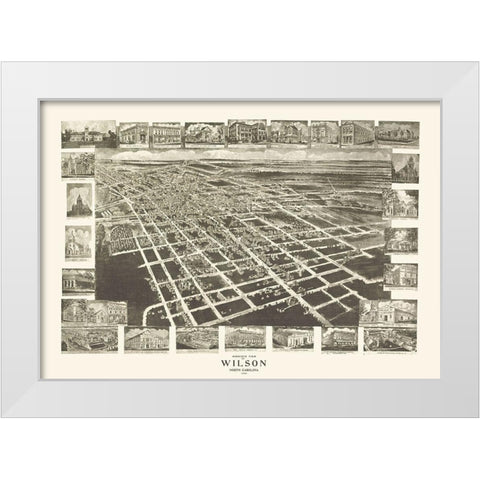 Wilson North Carolina - Fowler 1908 White Modern Wood Framed Art Print by Fowler