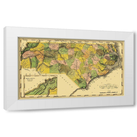 North Carolina - Lewis 1814 White Modern Wood Framed Art Print by Lewis