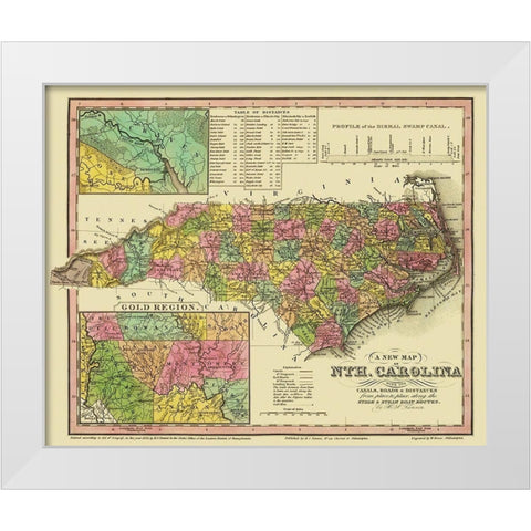 North Carolina - Tanner 1833 White Modern Wood Framed Art Print by Tanner