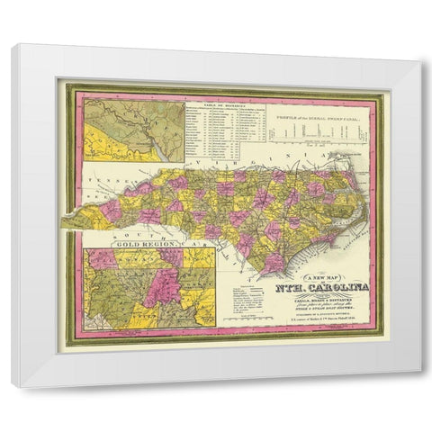 North Carolina - Mitchell 1846 White Modern Wood Framed Art Print by Mitchell