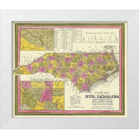 North Carolina - Mitchell 1846 White Modern Wood Framed Art Print by Mitchell
