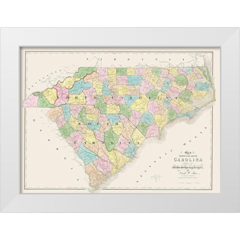 North Carolina, South Carolina - Burr 1839 White Modern Wood Framed Art Print by Burr