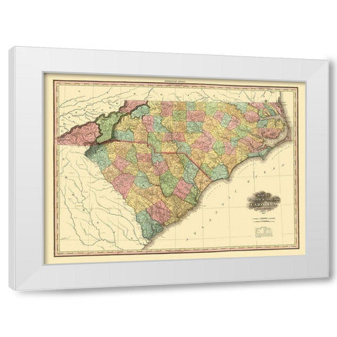 North Carolina, South Carolina - Tanner 1825 White Modern Wood Framed Art Print by Tanner