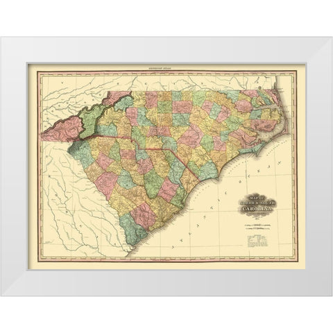 North Carolina, South Carolina - Tanner 1825 White Modern Wood Framed Art Print by Tanner