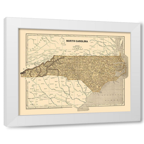 North Carolina - Morse 1845 White Modern Wood Framed Art Print by Morse