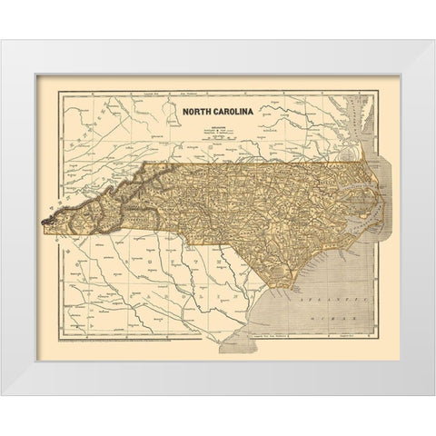North Carolina - Morse 1845 White Modern Wood Framed Art Print by Morse
