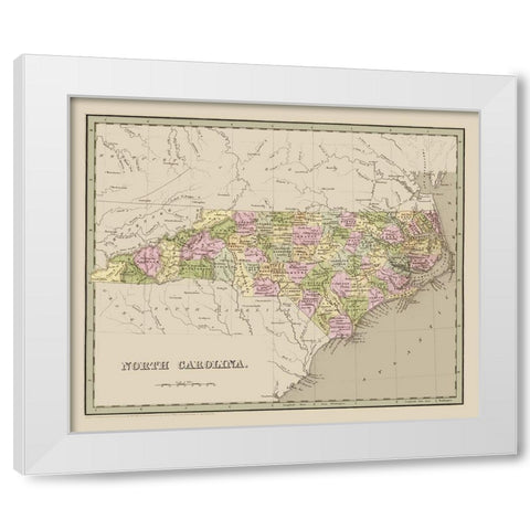 North Carolina - Goodrich 1841 White Modern Wood Framed Art Print by Goodrich