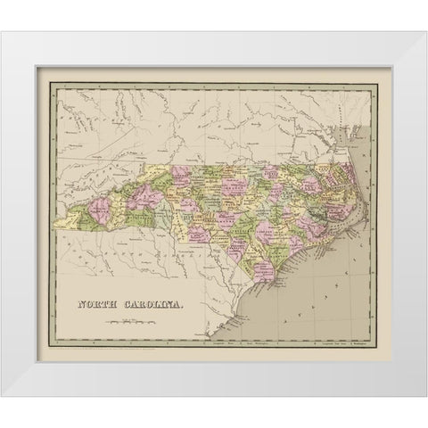 North Carolina - Goodrich 1841 White Modern Wood Framed Art Print by Goodrich