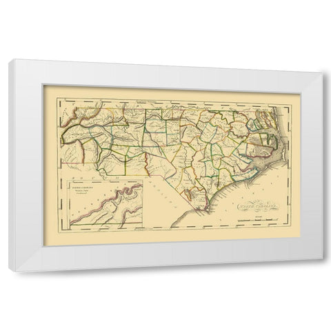 North Carolina - Del 1814 White Modern Wood Framed Art Print by Del