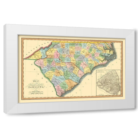 North Carolina, South Carolina - Hinton 1832 White Modern Wood Framed Art Print by Hinton