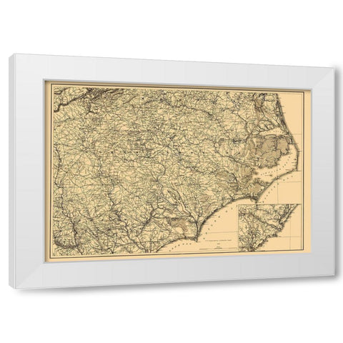 North Carolina - Lindenkohl 1865 White Modern Wood Framed Art Print by Lindenkohl
