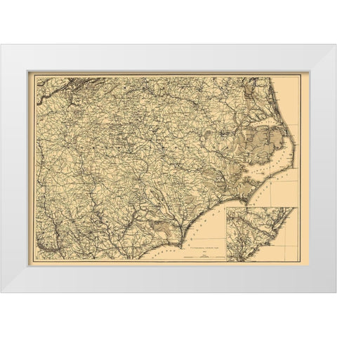 North Carolina - Lindenkohl 1865 White Modern Wood Framed Art Print by Lindenkohl