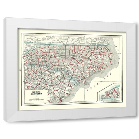 North Carolina - Rathbun 1893 White Modern Wood Framed Art Print by Rathbun
