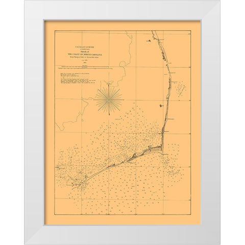 North Carolina Coast - Bache 1861  White Modern Wood Framed Art Print by Bache