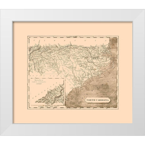 North Carolina - Lewis 1805  White Modern Wood Framed Art Print by Lewis