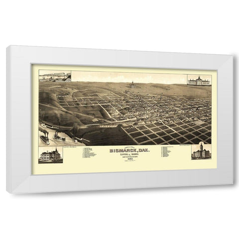 Bismarck North Dakota - Stoner 1883 White Modern Wood Framed Art Print by Stoner