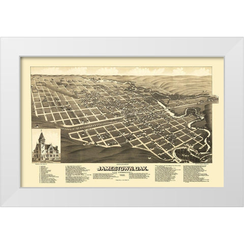 Jamestown North Dakota - Stoner 1883 White Modern Wood Framed Art Print by Stoner