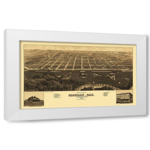 Mandan North Dakota - Stoner 1883 White Modern Wood Framed Art Print by Stoner