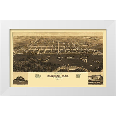 Mandan North Dakota - Stoner 1883 White Modern Wood Framed Art Print by Stoner