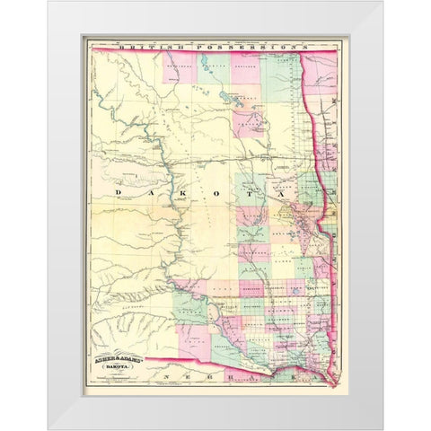 Dakota Territory - Asher  1874 White Modern Wood Framed Art Print by Asher