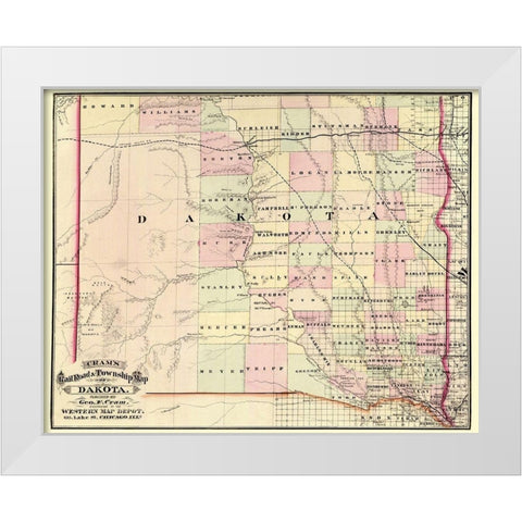 Dakota Territory - Cram 1875 White Modern Wood Framed Art Print by Cram