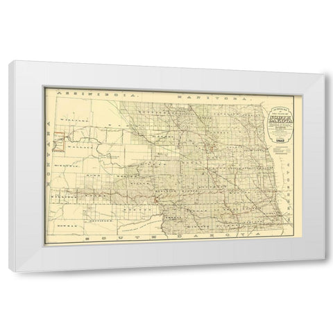 North Dakota Railroads - Higbee 1892 White Modern Wood Framed Art Print by Higbee