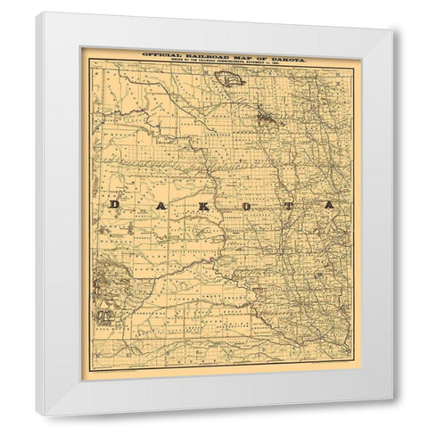 North Dakota South Dakota -Rand McNally 1886  White Modern Wood Framed Art Print by Rand McNally