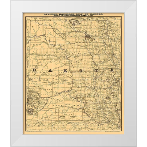 North Dakota South Dakota -Rand McNally 1886  White Modern Wood Framed Art Print by Rand McNally