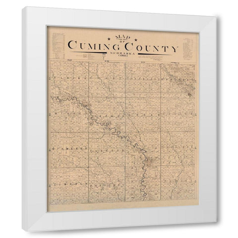 Cuming County Nebraska - Heller 1901  White Modern Wood Framed Art Print by Heller