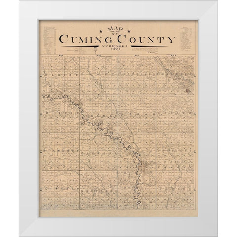 Cuming County Nebraska - Heller 1901  White Modern Wood Framed Art Print by Heller