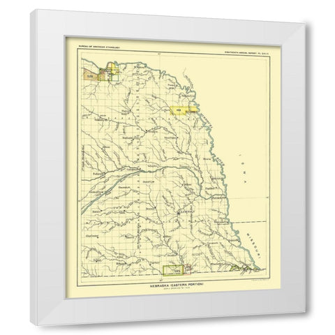 Eastern Nebraska - Hoen 1896 White Modern Wood Framed Art Print by Hoen