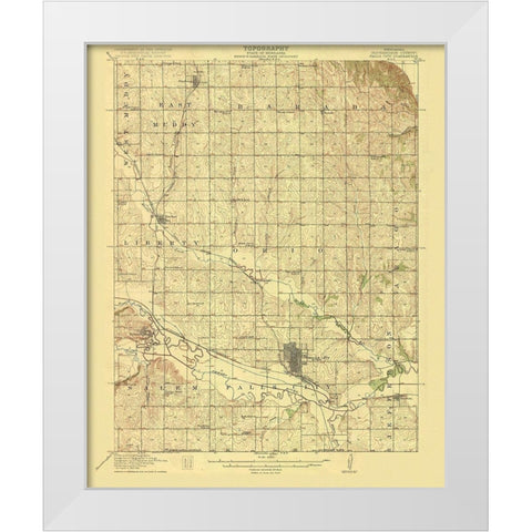 Falls City Nebraska Quad - USGS 1915 White Modern Wood Framed Art Print by USGS