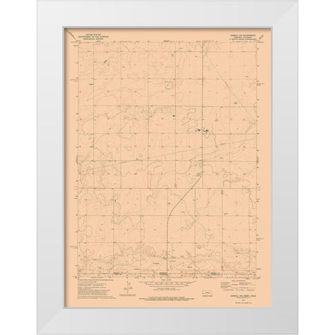 South West Kimball Nebraska Quad - USGS 1972 White Modern Wood Framed Art Print by USGS