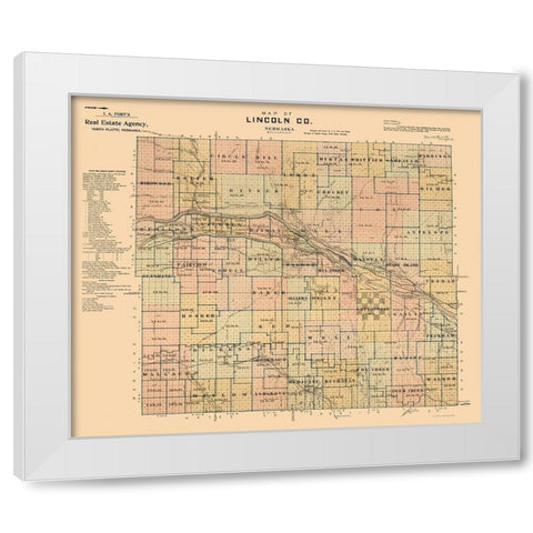 Lincoln County Nebraska - Fort 1894  White Modern Wood Framed Art Print by Fort