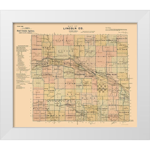 Lincoln County Nebraska - Fort 1894  White Modern Wood Framed Art Print by Fort